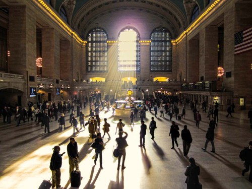 Commuters rush through Grand Central Terminal in the morning
