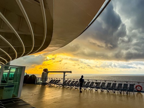 Independence of the Seas deck 12 at sunrise in the Caribbean after the rain