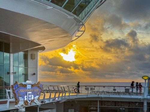 Independence of the Seas deck 12 at sunrise in the Caribbean
