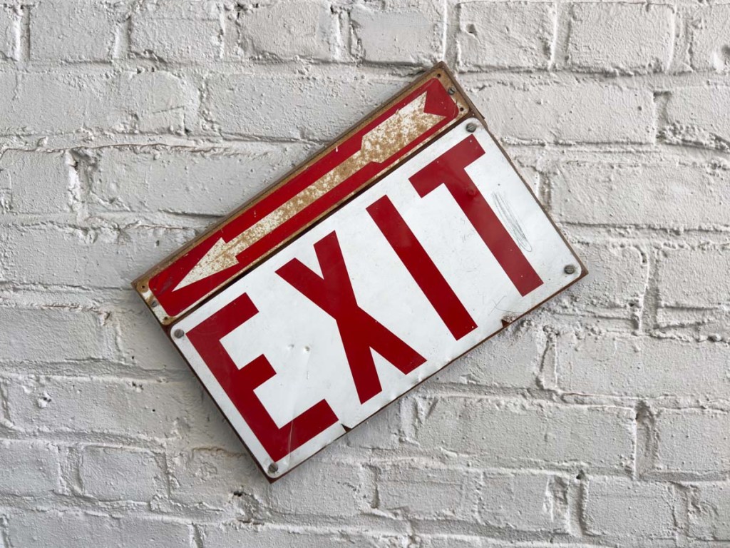 Exit sign in AmFab building